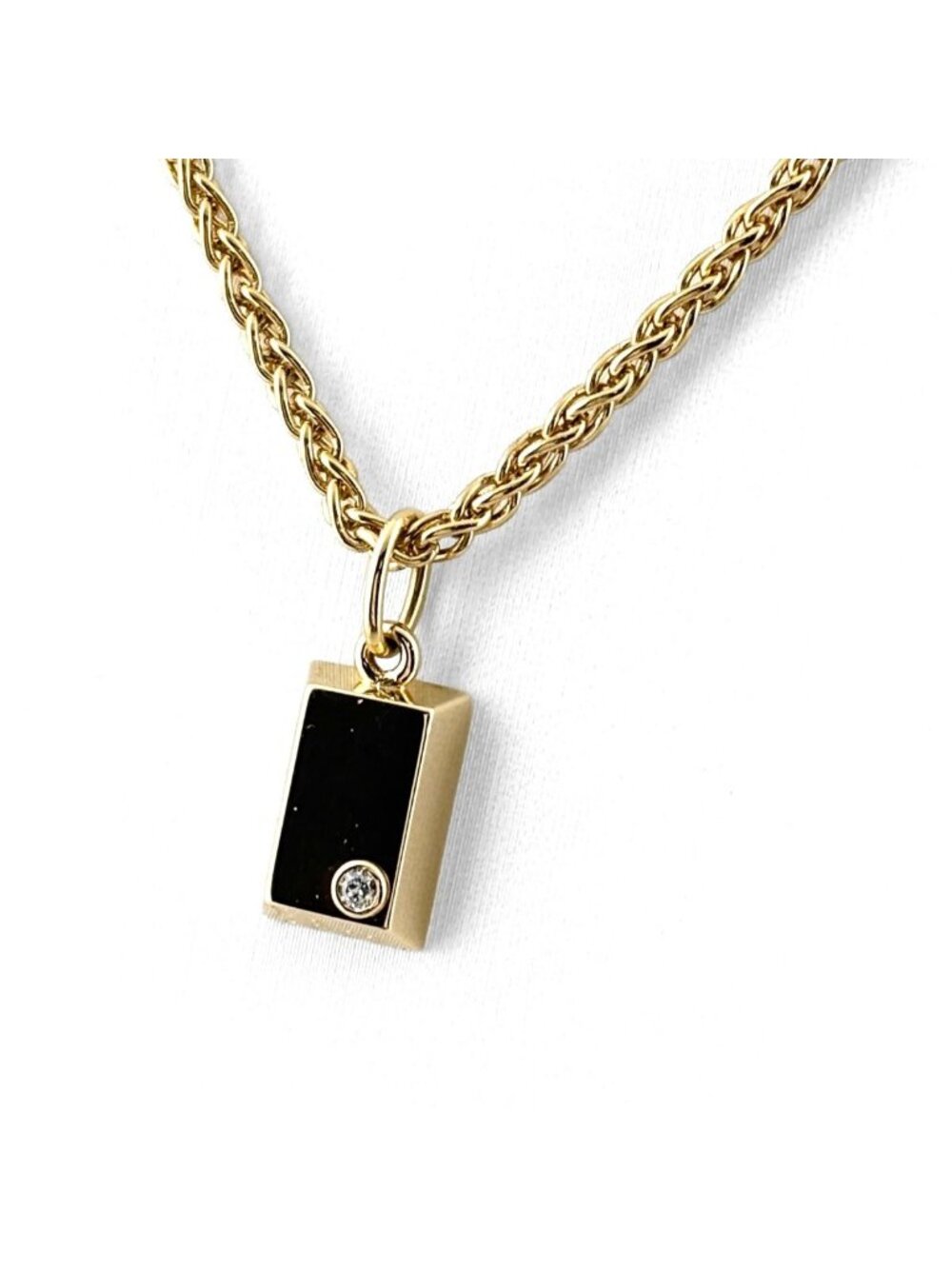 Cartier Ingot Necklace YG Yellow Gold Pendant Pave Diamond